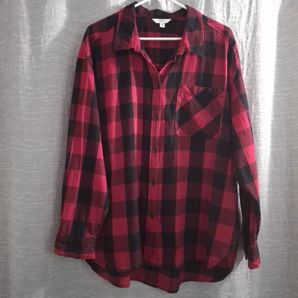 Time and Tru Blk/Red Buffalo Plaid Flannel-Size XXXL - Picture 2 of 6